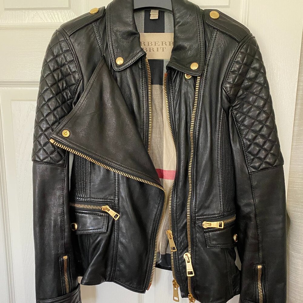 Burberry Brit Lambskin Leather Moto Jacket